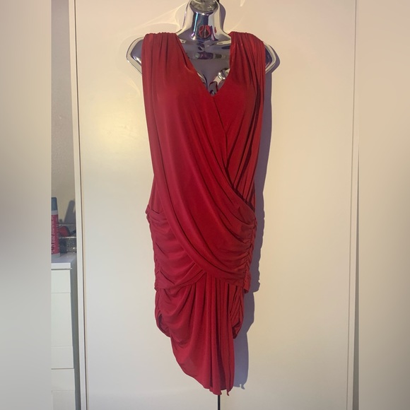 BCBGMAXAZRIA Elize draped red dress size S - Picture 4 of 4